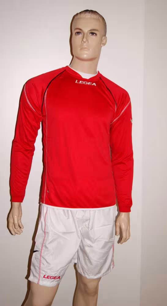 Legea-Trikot-Set - DAVOS - Fußball Trikot u. Hose rot / weiß - DAVOS Trikot-Set v. LEGEA